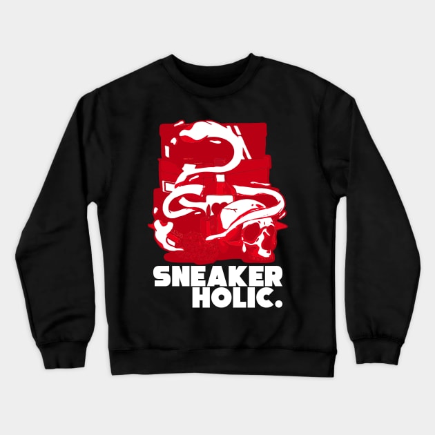 Sneaker Holic Retro Chile Red Art Crewneck Sweatshirt by funandgames